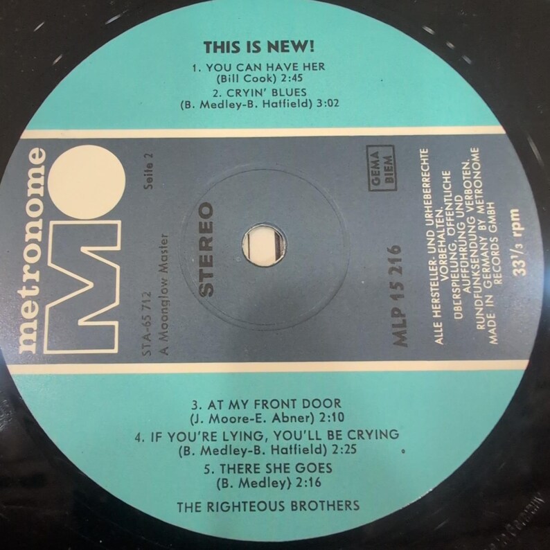 Righteous Brothers This Is New! Vinyl LP Metronome MLP 15 216 Stereo Germany VG image 5