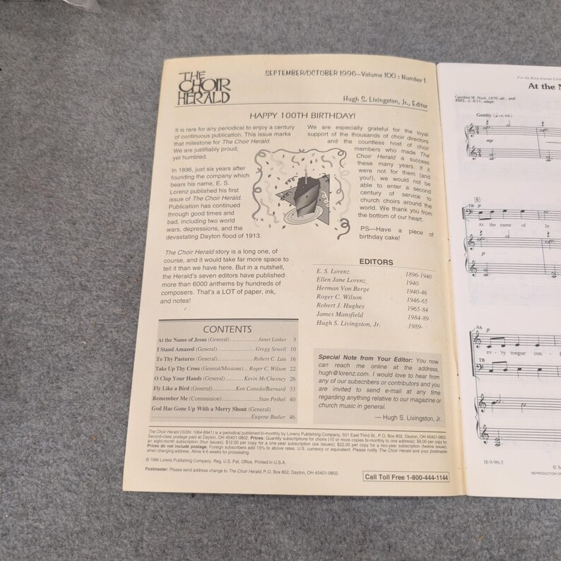 The Choir Herald September October 1996 Centennial Issue Sheet Music image 2