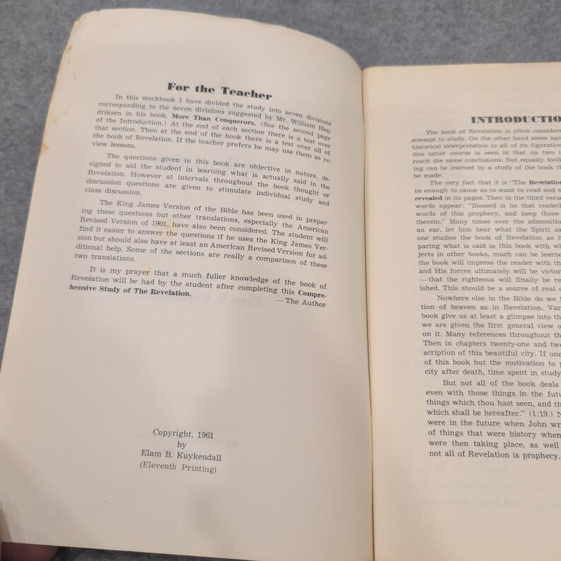 Une étude complète de l'Apocalypse Elam B Kuykendall 1961 Cahier d'exercices biblique image 3
