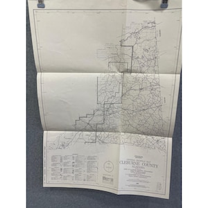 Vintage 1981 Cleburne County, Alabama, snelwegkaart, weg 24 x 18 inch Heflin Ranburne afbeelding 1
