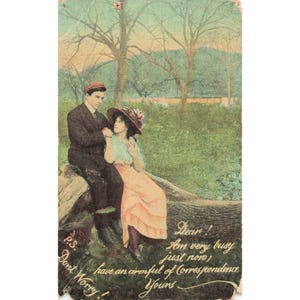 Vtg 1910 Romantic Couple Postcard Sheboygan WI Divided Back Lithograph image 1
