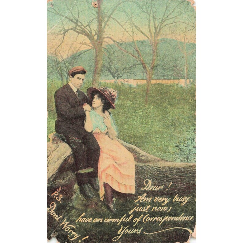 Vtg 1910 Romantic Couple Postcard Sheboygan WI Divided Back Lithograph image 1