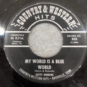 Dotty Robbins My World Is A Blue World Happy Birthday 45 RPM Vinyl Record 302 image 1