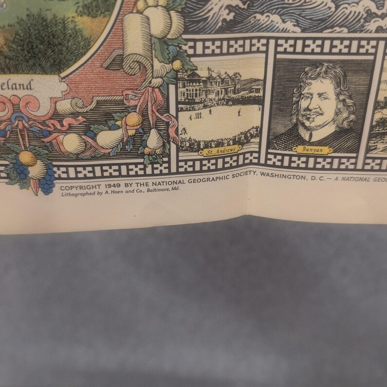 Vtg 1949 National Geographic Mapa Wysp Brytyjskich Anglia Szkocja Irlandia Walia zdjęcie 3