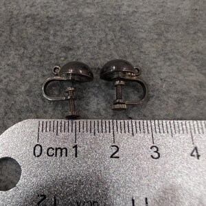 Vintage Silver Ball Half Dome Screw Back Earrings Non-Pierced Retro Style image 3