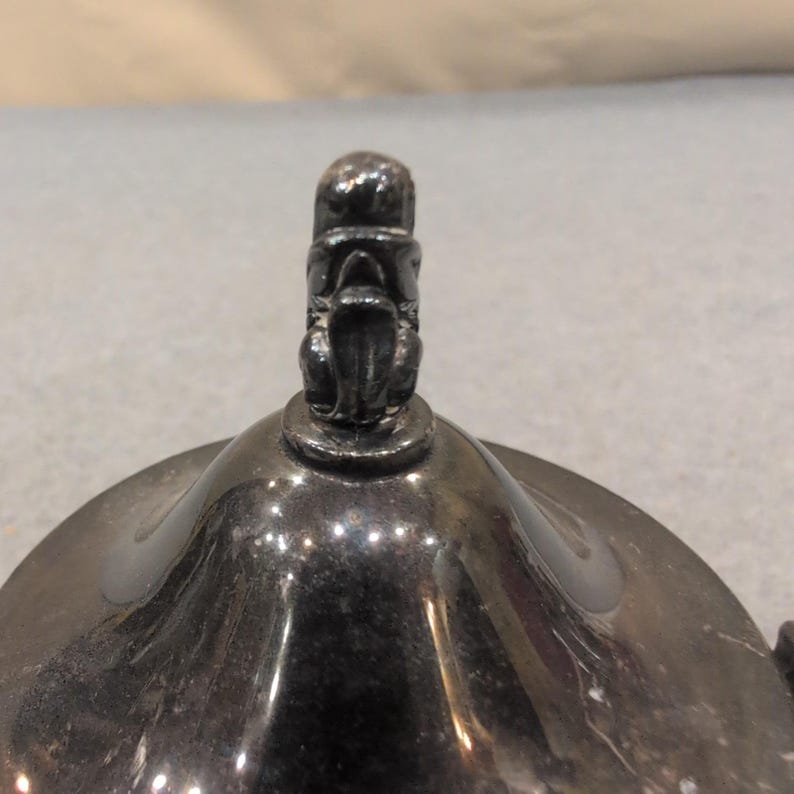 Vintage Silver Plated Footed Sugar Bowl with Lid Ornate Handles Tarnish Decor image 2