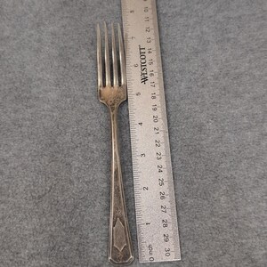 Wm A Rogers A1 Plus Silverplate Art Deco Dinner Fork Etched Handle image 4