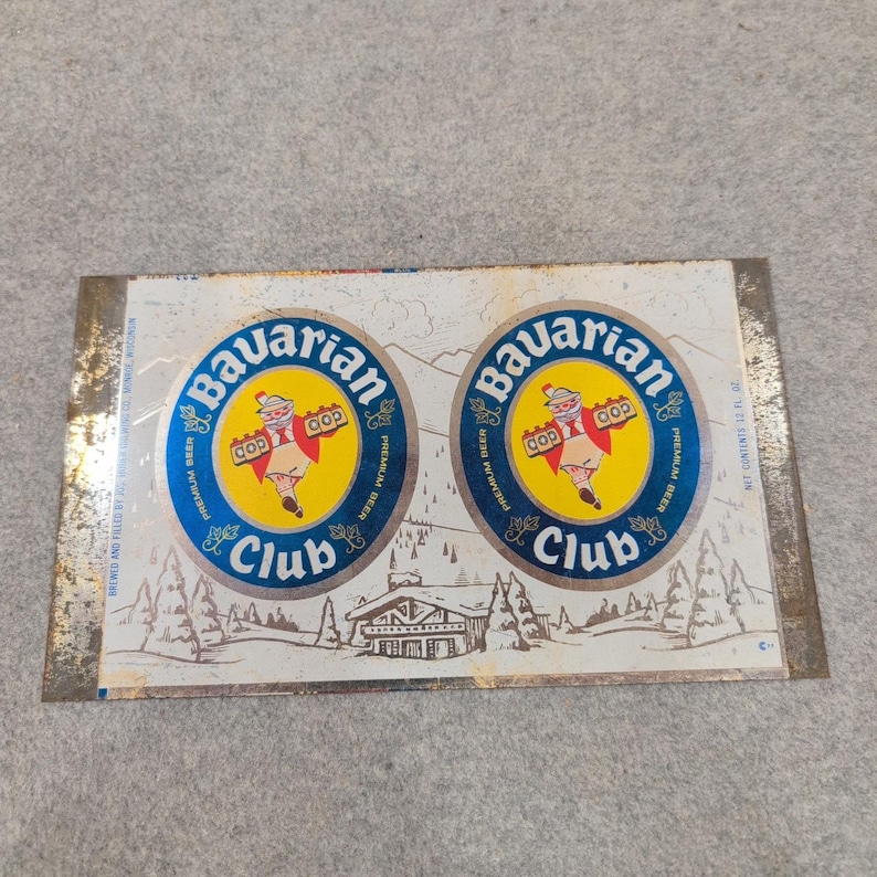 Vintage Bavarian Club Premium Beer Metal Flat Top Jos Huber Brewing Co Monroe WI image 1