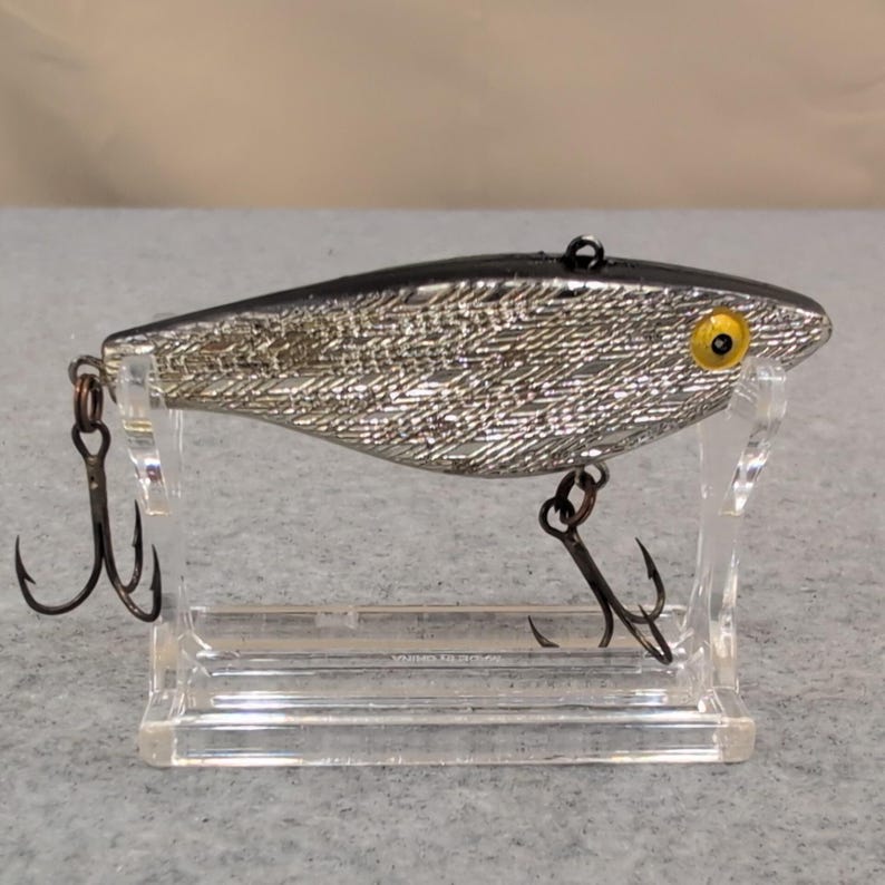 Vintage Rebel Racket-Shad Fishing Lure Silver Black Fish Eye Hard Bait image 3