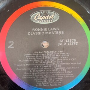 Ronnie Laws Classic Masters Vinyl LP 1984 Capitol ST-12375 Promo Gold Stamp VG image 7