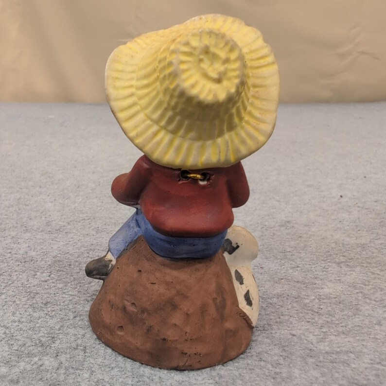 Frankel Boy with Dog and Basket Bell Figurine Vintage Ceramic Made in Taiwan image 3