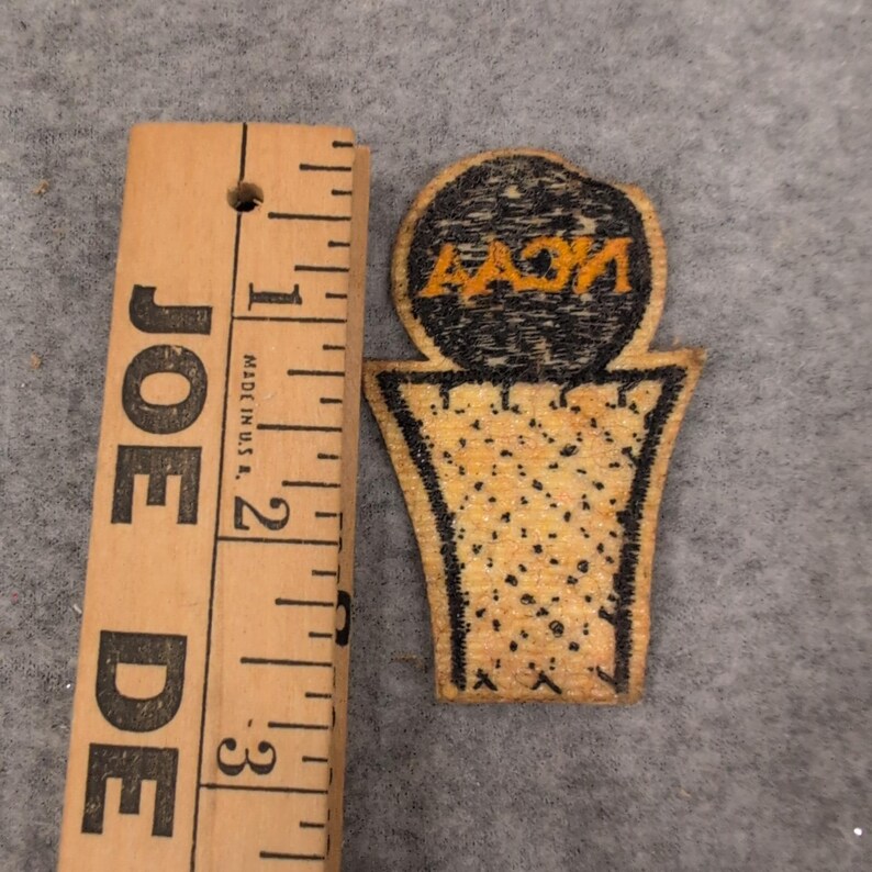 Vintage NCAA Basketball Hoop Net Embroidered Patch Black Gold Collectible VG image 2