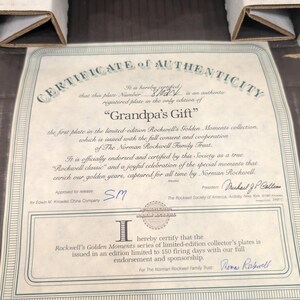 Norman Rockwell Grandpas Gift Collector Plate Edwin M Knowles Golden Moments COA image 3