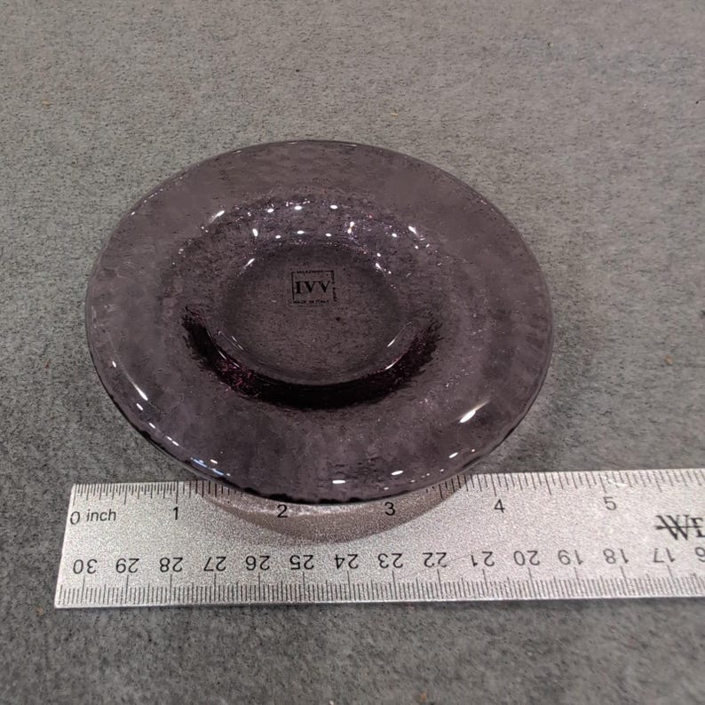 IVV Selezione Amethyst Purple Mouth Blown Glass Dish Made in Italy Textured image 4