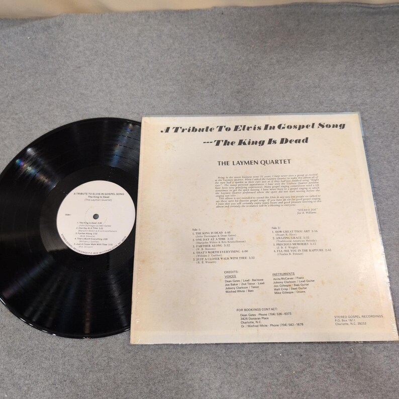 The Laymen Quartet A Tribute To Elvis In Gospel Song Vinyl LP Record 33260703 image 2