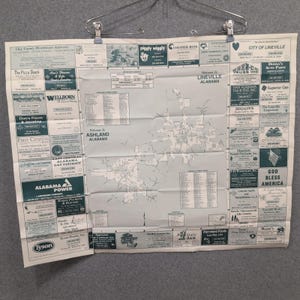 Clay County Alabama VTG Road Map Travel Guide Tourism Information Map 29" x 23" image 2