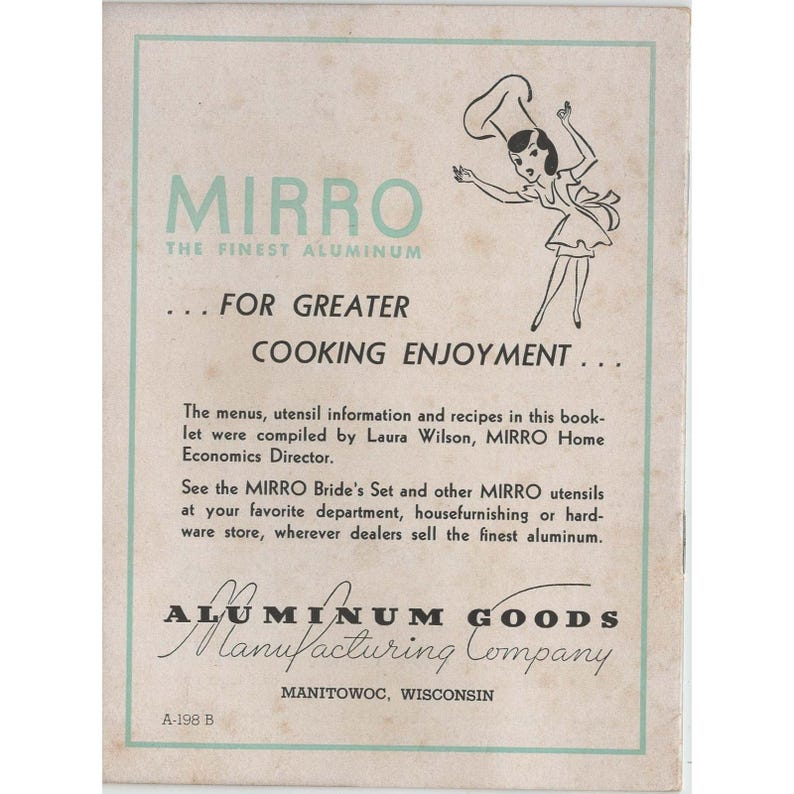 Libro de cocina Vintage Mirror: La primera semana de la novia en la cocina (folleto A-198 B) imagen 2
