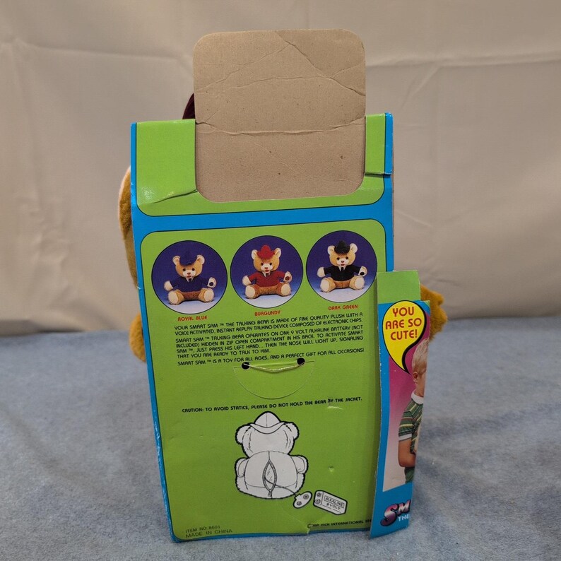 Smart Sam The Talking Bear Vintage Plush Burgundy Hip Yick International 8601 image 4