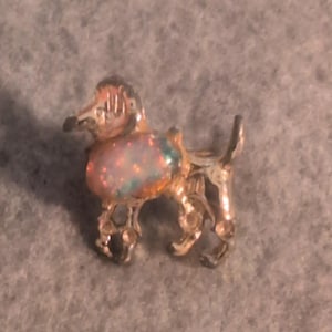 Vintage Opalite Poodle Pin Brooch Rhinestone Enamel Dog Charm Jewelry image 1