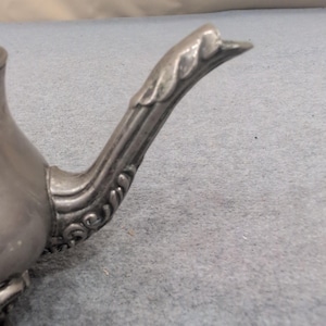 Vintage Miniature Silver Tone Footed Teapot Hinged Lid Ornate Collectible Decor image 5