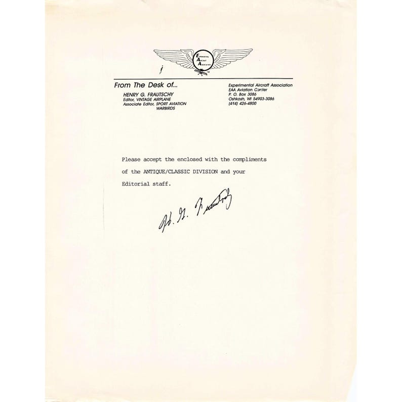 Sport Aviation Magazine June 1992 Aircraft + Signed Editor Letter to Contributor image 3