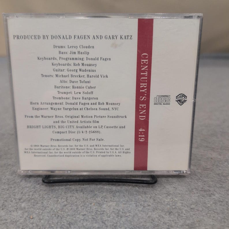 Donald Fagen Century's End Promo CD Single Bright Lights Big City 1988 image 2