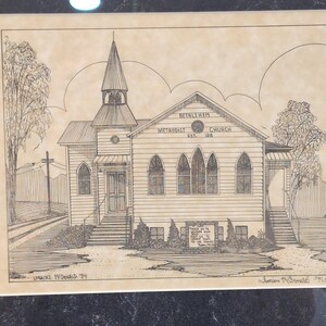 Bethlehem Methodist Church 1984 Signed Print 36/150 Framed Hueytown, Alabama UMC image 2