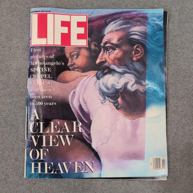 LIFE Magazine november 1991 Sixtijnse kapel Michelangelo Clear View of Heaven VG afbeelding 1