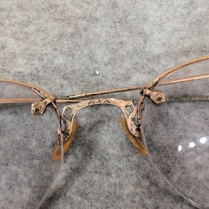 Vintage Rimless Engraved Gold Tone Eyeglass Frames Cable Temples Retro Smalls 1 image 4