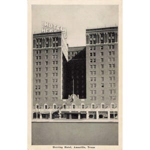 Herring Hotel Amarillo Texas Postcard Graycraft Natural-Finish Unused VG+ image 1
