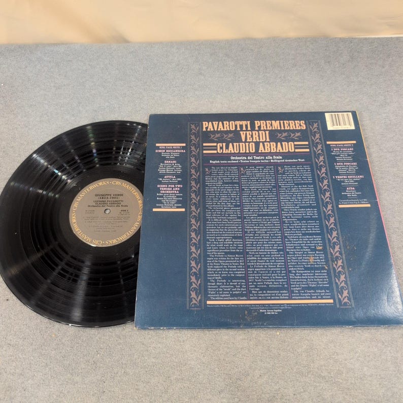 Pavarotti Premieres Verdi Claudio Abbado CBS Masterworks Vinyl LP 37228 image 2