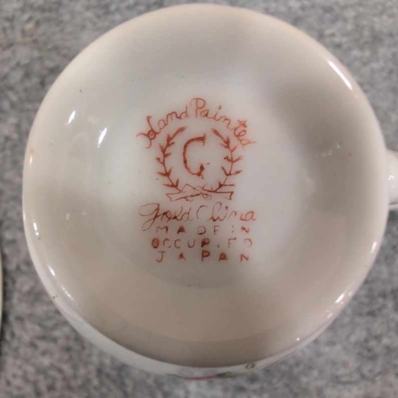 Hand Painted Gold China Made in Occupied Japan Teacup Saucer Floral Gilded Rim image 6