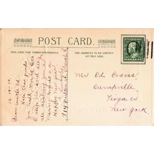 Vintage 1910 John Winsch Merry Christmas Postcard Embossed Holly Snowy Landscape image 2