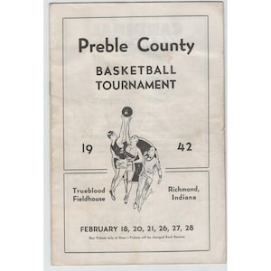 1942 Preble County Basketball Tournament Program Richmond Indiana Trueblood image 1
