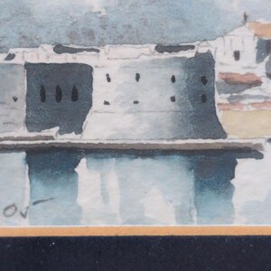 Mery Ortolio-Biocic Original Miniature Watercolor Coastal Fortress Painting 2005 image 3