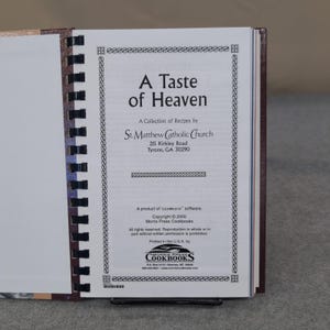 A Taste of Heaven St Matthew Catholic Church Cookbook Tyrone GA 2005 Spiralbound image 2