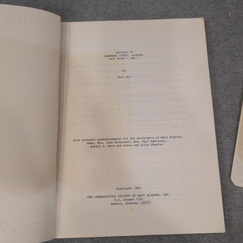 Abstract of Chambers County Alabama Will Books 1 and 2 Nell Orr 1985 Genealogy image 2