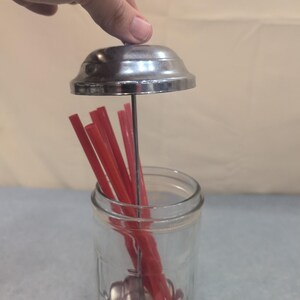 Coca-Cola Glass Straw Dispenser Chrome Lid Vintage Soda Fountain Style image 3