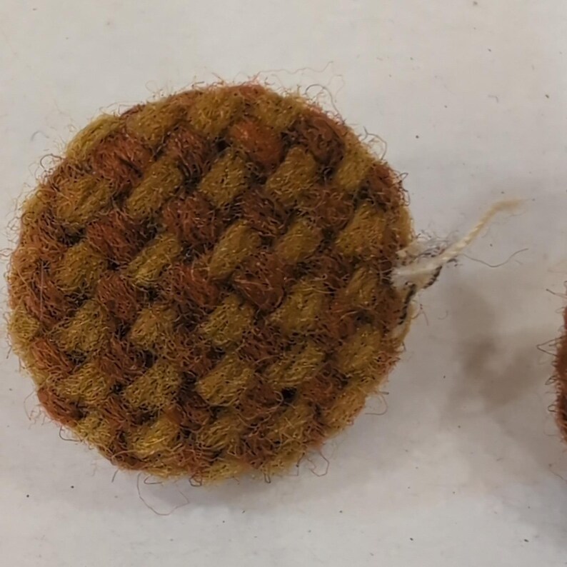 Set of 15 VTG Round Woven Buttons Brown Orange Accents Craft Sewing Apparel image 2