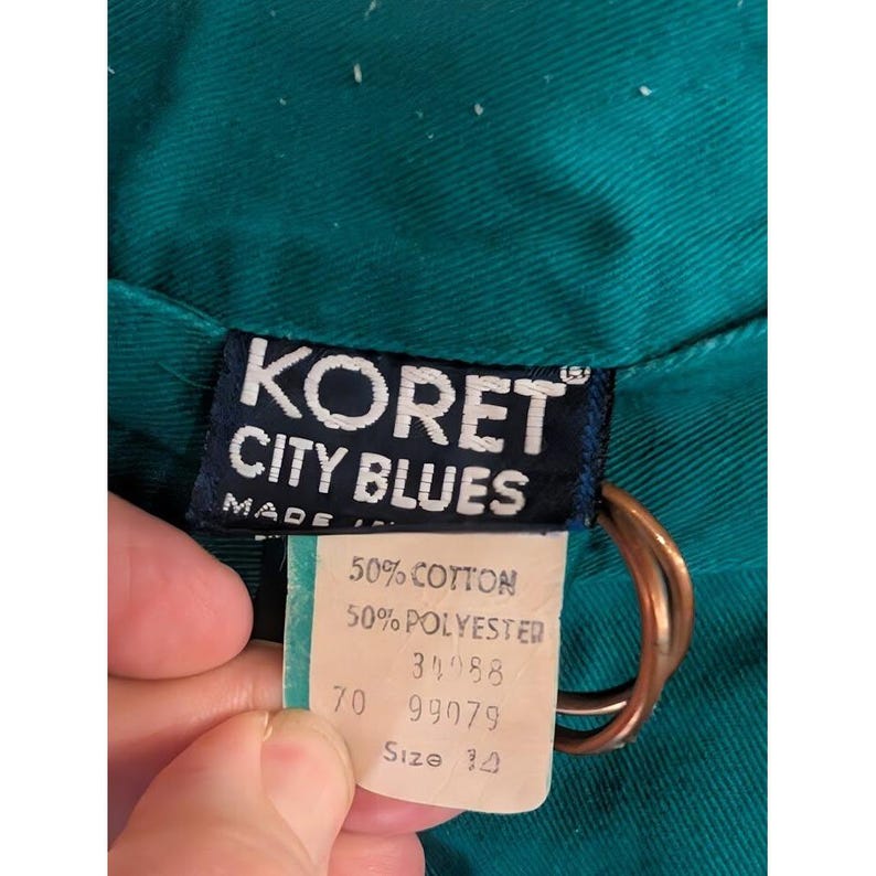Koret City Blues Teal Pleated Pants Women's 14 Cotton Blend Stain Read image 3