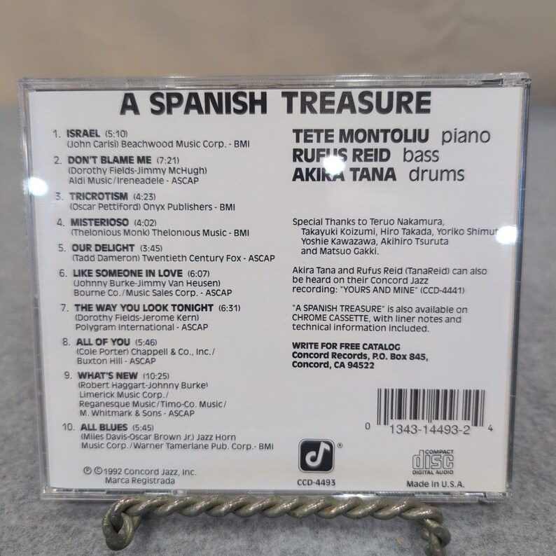 Tete Montoliu Trio A Spanish Treasure-cd 1992 Concord Jazz Rufus Reid Akira Tana afbeelding 2