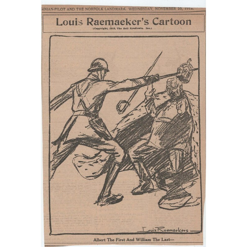 Louis Raemaekers Politische Cartoons aus dem Ersten Weltkrieg aus dem Jahr 1918, Ausschnitte aus Norfolk-Wahrzeichen Bild 2