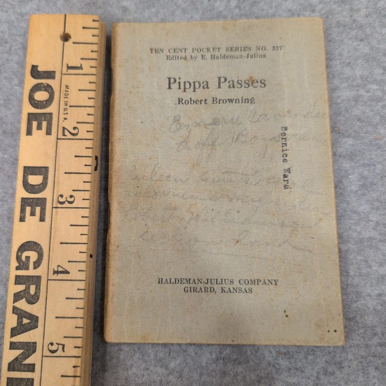 Pippa Passes Robert Browning Little Blue Book No 337 Haldeman-Julius Vtg 1920s image 1