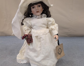 Boyds Collection Yesterdays Child Emilee Porcelain Doll 4808 Cream Dress 2000