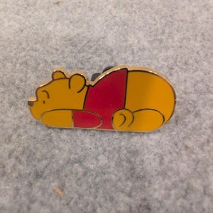 Disney Winnie the Pooh Sleeping Enamel Pin Official Trading 2003 Gold Tone image 1