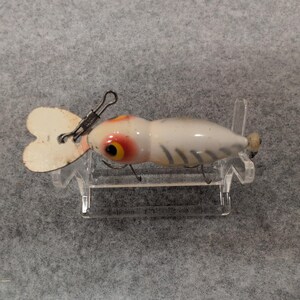 Vintage Whopper Stopper Hellbender Fishing Lure White Orange Eye Propeller Spin image 2