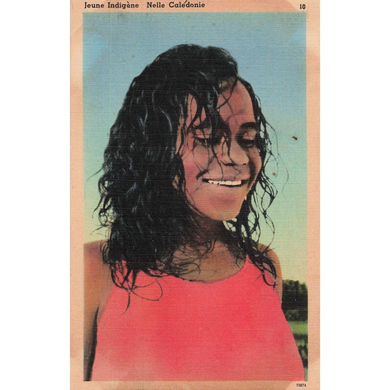 Vtg 1940's Postcard Young Indigenous Woman Nelle Caledonie French New Caledonia image 1