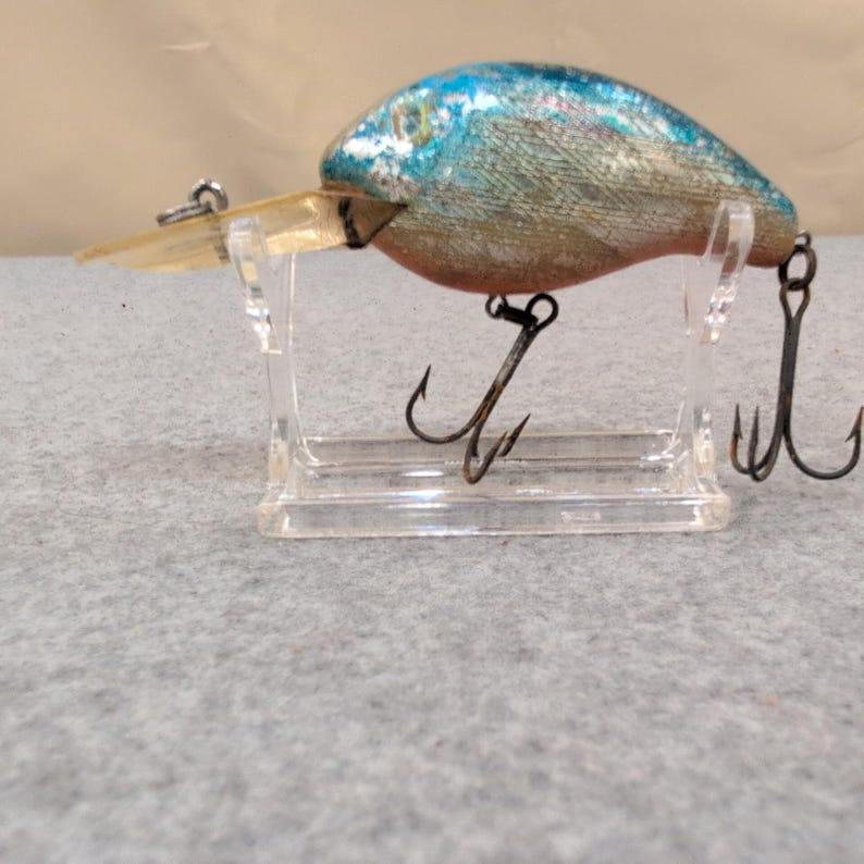 Vintage Bill Norman Fishing Lure Crankbait Blue Silver Scale Pattern image 4