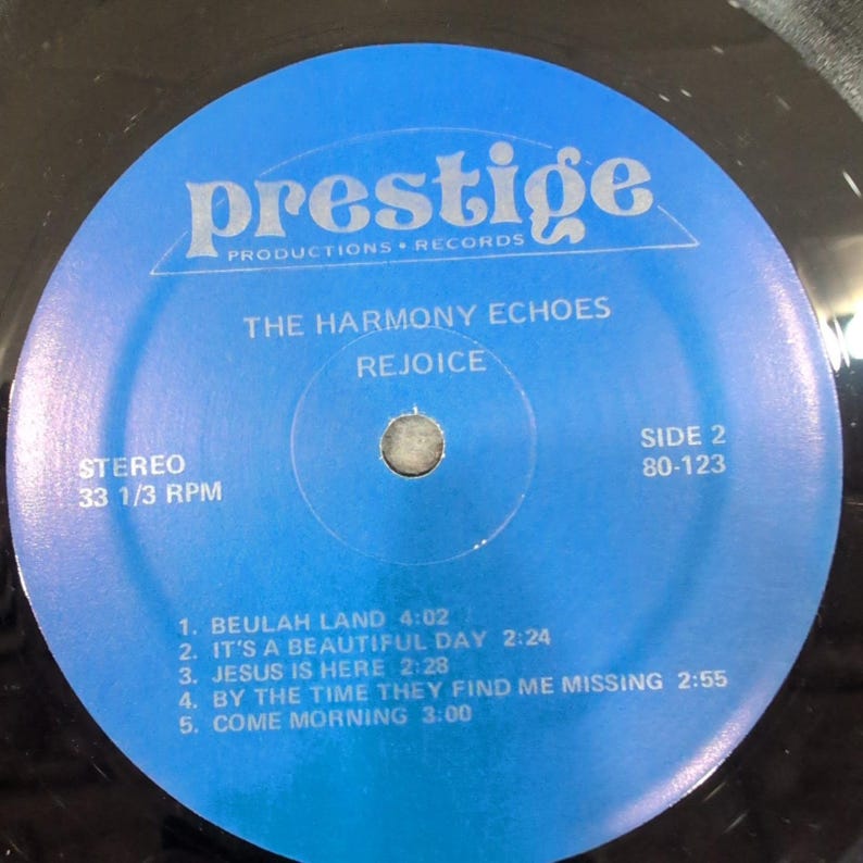 The Harmony Echoes Rejoice! Vinyl LP Prestige Records 80-123 Southern Gospel image 4