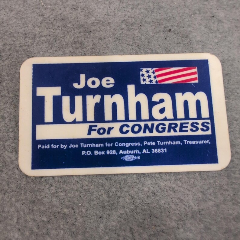 Joe Turnham For Congress Political Campaign Pin Button 1980s Auburn Alabama image 1